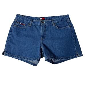 Tommy Jeans Womens Denim Shorts Size 12 Blue‎ Mid Rise 90s Vintage Mom Jean